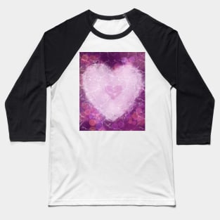 Bright and Crinkled Valentine Heart in Pink and White Baseball T-Shirt